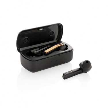 Logo trade business gift photo of: Bamboo Free Flow TWS earbuds in case