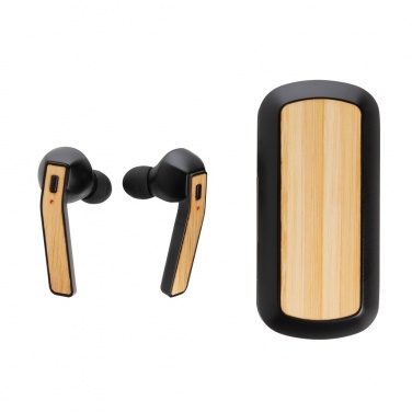 Logo trade promotional products image of: Bamboo Free Flow TWS earbuds in case