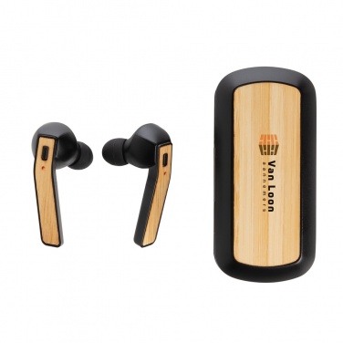 Logo trade business gift photo of: Bamboo Free Flow TWS earbuds in case