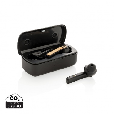 Logo trade promotional giveaways picture of: Bamboo Free Flow TWS earbuds in case