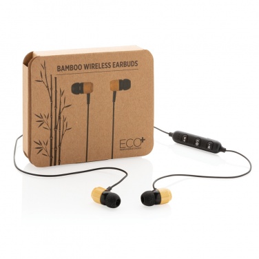 Logotrade promotional giveaway image of: Bamboo wireless earbuds