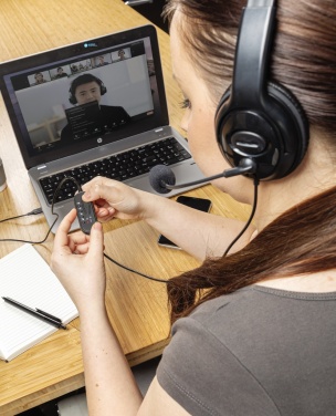 Logotrade promotional giveaway image of: Over ear wired work headset