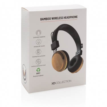 Logotrade promotional item image of: Bamboo wireless headphone