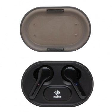 Logo trade promotional giveaways image of: Light up logo TWS earbuds in charging case