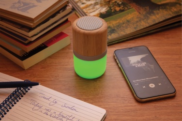 Logotrade promotional giveaway picture of: Bamboo colour changing 3W speaker light