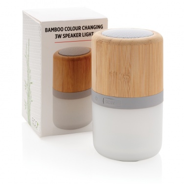 Logotrade promotional items photo of: Bamboo colour changing 3W speaker light
