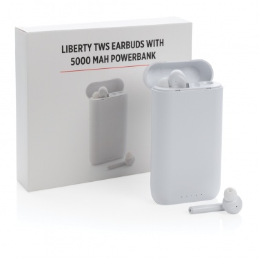 Logo trade corporate gifts image of: Liberty TWS earbuds with 5.000 mAh powerbank