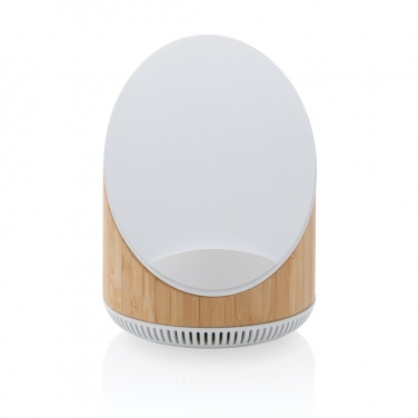 Logo trade promotional items image of: Ovate bamboo 5W speaker with 15W wireless charger