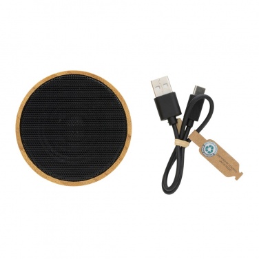Logo trade promotional item photo of: RCS recycled plastic and bamboo 3W wireless speaker