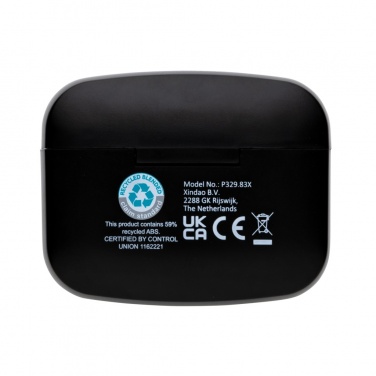 Logo trade advertising products image of: RCS recycled plastic Swiss Peak ANC TWS earbuds