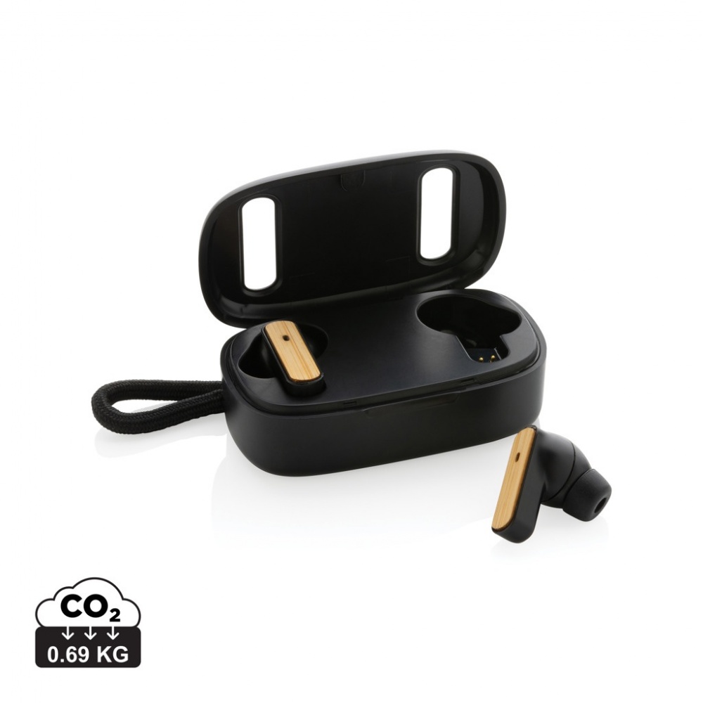 Logotrade promotional products photo of: RCS recycled plastic & bamboo TWS earbuds