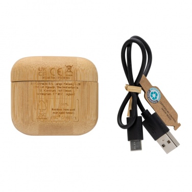 Logotrade promotional gift image of: Bamboo TWS earbuds with RCS recycled plastic