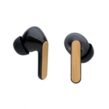 Logotrade promotional giveaway image of: Bamboo TWS earbuds with RCS recycled plastic