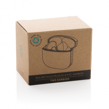 Logotrade advertising product image of: Bamboo TWS earbuds with RCS recycled plastic