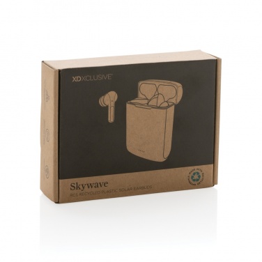 Logo trade promotional giveaways image of: Skywave RCS recycled plastic solar earbuds