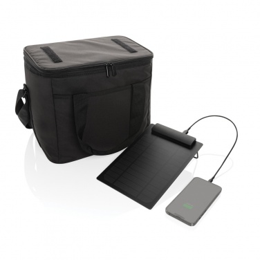 Logo trade promotional gifts image of: Pedro AWARE™ RPET deluxe cooler bag with 5W solar panel