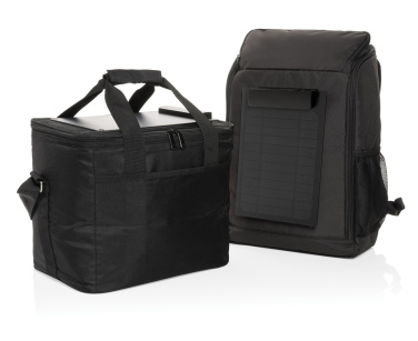 Logo trade corporate gifts image of: Pedro AWARE™ RPET deluxe cooler bag with 5W solar panel