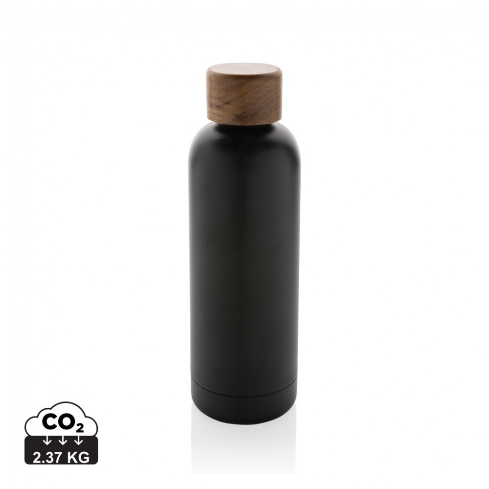 Logo trade promotional products picture of: Wood RCS certified recycled stainless steel vacuum bottle