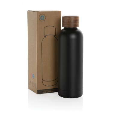 Logo trade promotional gift photo of: Wood RCS certified recycled stainless steel vacuum bottle