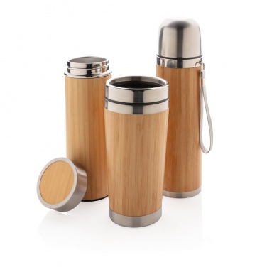 Logo trade promotional merchandise picture of: Leak proof bamboo vacuum bottle