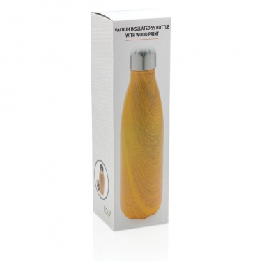 Logo trade advertising products picture of: Vacuum insulated stainless steel bottle with wood print