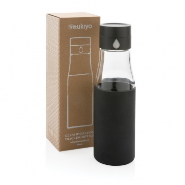 Logo trade promotional products image of: Ukiyo glass hydration tracking bottle with sleeve