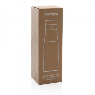 Logo trade promotional giveaway photo of: Ukiyo glass hydration tracking bottle with sleeve