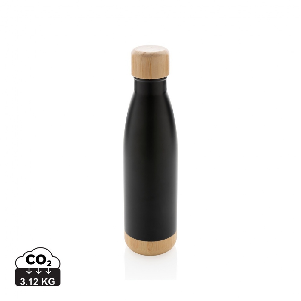 Logo trade promotional merchandise picture of: Vacuum stainless steel bottle with bamboo lid and bottom