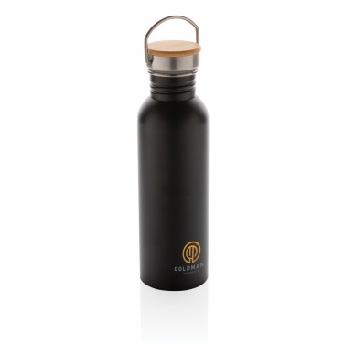 Logo trade promotional giveaways image of: Modern stainless steel bottle with bamboo lid