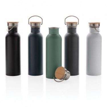 Logo trade promotional merchandise picture of: Modern stainless steel bottle with bamboo lid