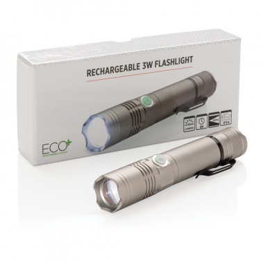 Logo trade business gift photo of: Rechargeable 3W flashlight