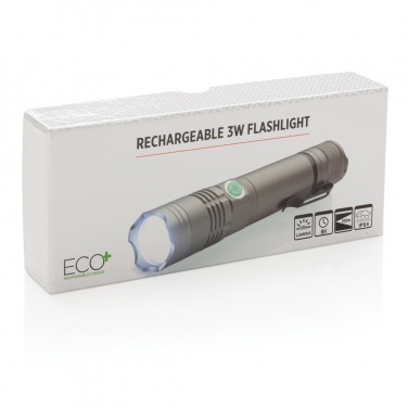 Logo trade promotional giveaways image of: Rechargeable 3W flashlight