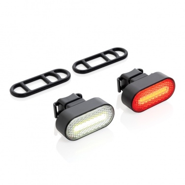 Logotrade promotional merchandise photo of: Lumino RCS recycled plastic USB re-chargeable bike light set
