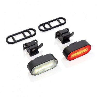 Logotrade promotional item image of: Lumino RCS recycled plastic USB re-chargeable bike light set