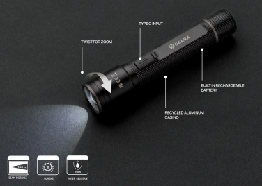 Logo trade promotional giveaway photo of: Gear X RCS recycled aluminum USB-rechargeable torch