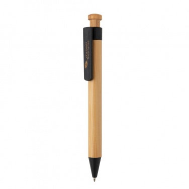 Logo trade promotional giveaway photo of: Bamboo pen with wheatstraw clip