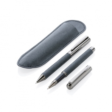 Logo trade corporate gifts image of: Recycled leather pen set