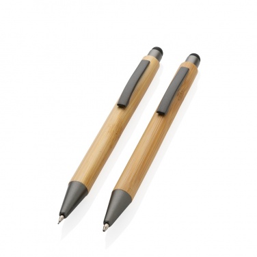 Logotrade promotional giveaway picture of: Bamboo modern pen set in box