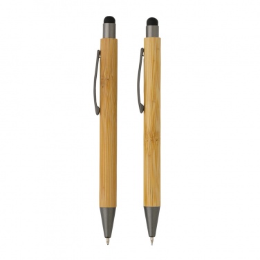 Logo trade business gifts image of: Bamboo modern pen set in box