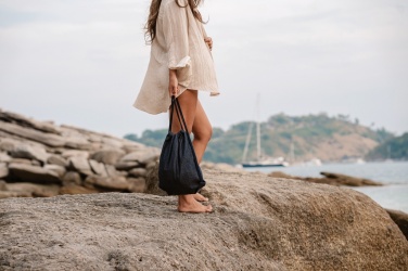 Logotrade promotional items photo of: Impact AWARE™ recycled denim drawstring backpack