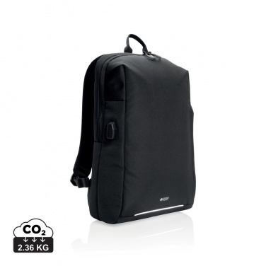 Logo trade promotional items image of: Swiss Peak AWARE™ RFID and USB A laptop backpack