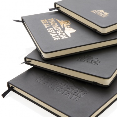 Logo trade promotional giveaways picture of: Deluxe hardcover PU A5 notebook