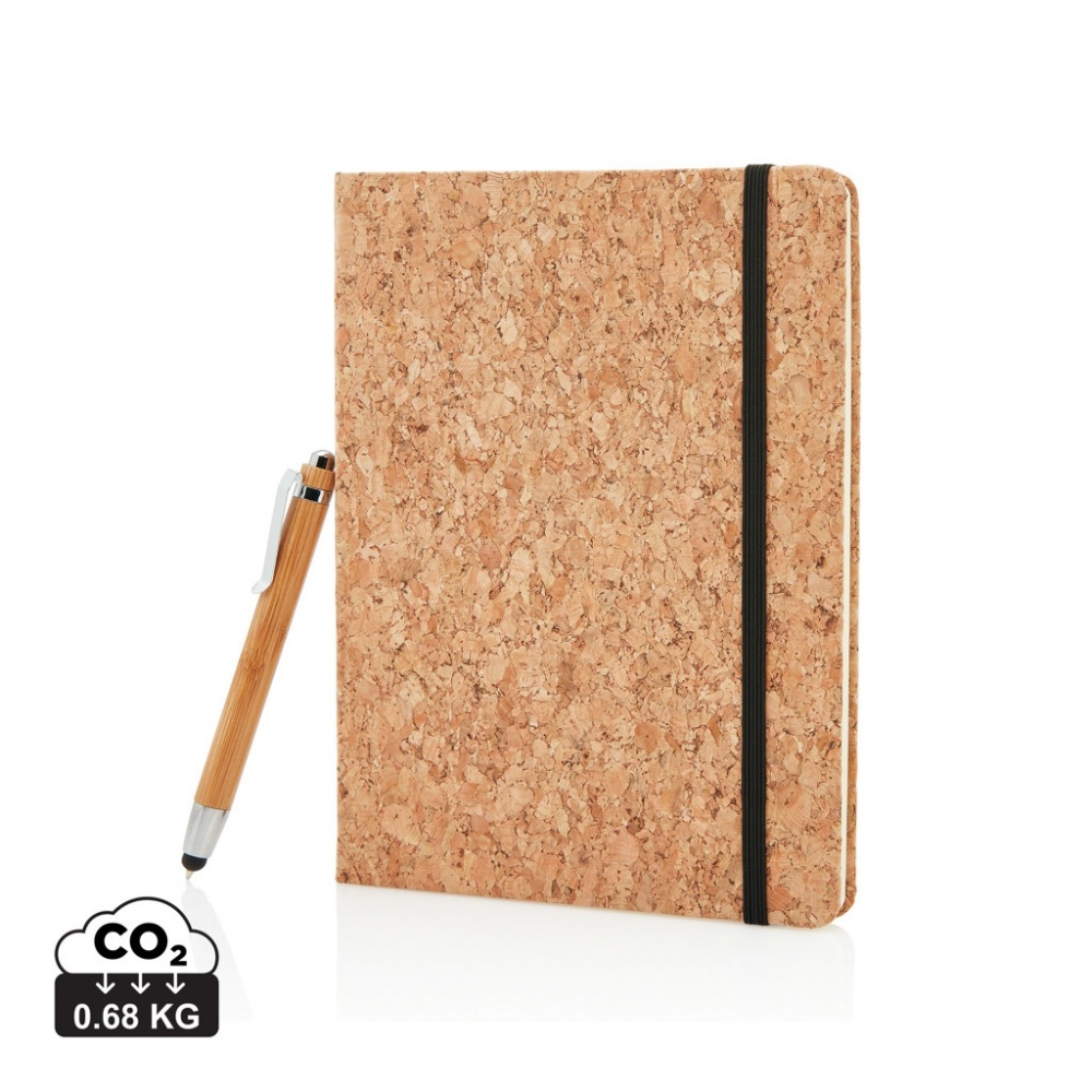 Logotrade promotional gift image of: A5 notebook with bamboo pen including stylus
