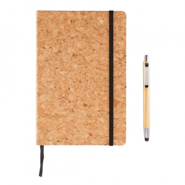 Logotrade corporate gift image of: A5 notebook with bamboo pen including stylus
