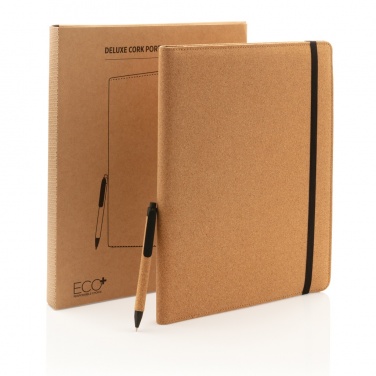 Logo trade promotional gifts image of: Deluxe cork portfolio A4 with pen