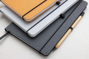 Logo trade promotional giveaways picture of: Recycled leather hardcover notebook A5