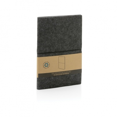 Logo trade promotional products image of: GRS certified recycled felt A5 softcover notebook