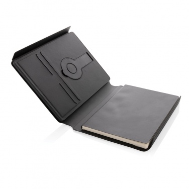 Logo trade promotional giveaways picture of: Swiss Peak RCS rePU notebook with 2-in-1 wireless charger