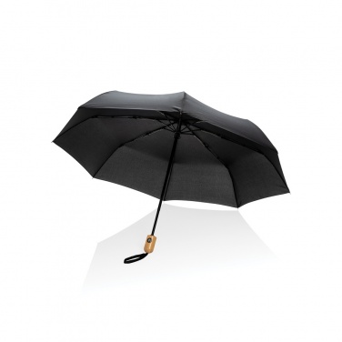 Logo trade advertising products picture of: 21" Impact AWARE™ RPET 190T bamboo auto open/close umbrella