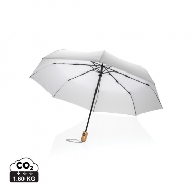 Logo trade advertising product photo of: 21" Impact AWARE™ RPET 190T bamboo auto open/close umbrella